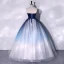 Elegant Gradient-Color Ocean Blue Prom Dresses 2022 Ball Gown Strapless Sleeveless Backless Floor-Length / Long Formal Dresses