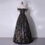 Bling Bling Multi-Colors Sequins Black Prom Dresses 2024 A-Line / Princess Off-The-Shoulder Sleeveless Backless Floor-Length / Long Prom Formal Dresses