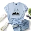 Lovely Casual Summer Loose White Cartoon Cotton Women's Tops 2021 Scoop Neck Short Sleeve T-Shirts