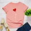 Schön Sommer Schwarz Freizeit Herzförmig Ballon Drucken T-Shirts 2021 Baumwolle Rundhalsausschnitt Kurze Ärmel Lose Damen Oberteile