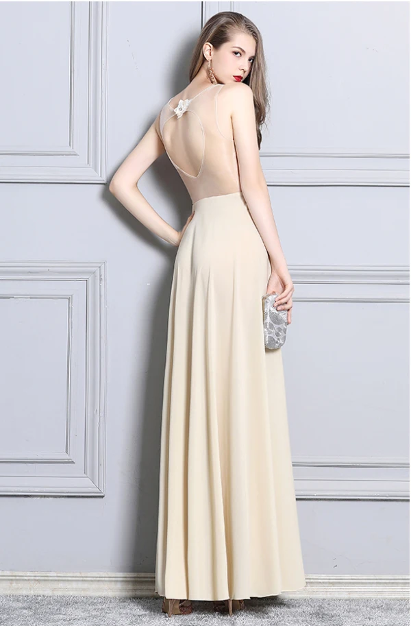 Sexy Rouge Robe De Soirée 2019 Princesse Appliques En Dentelle Faux Diamant V-Cou Sans Manches Dos Nu Fendue devant Longue Robe De Ceremonie