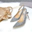 Scintillantes Champagne Soirée Chaussures Femmes 2019 Boucle Cuir Paillettes Faux Diamant 9 cm Talons Aiguilles À Bout Pointu Talons Hauts