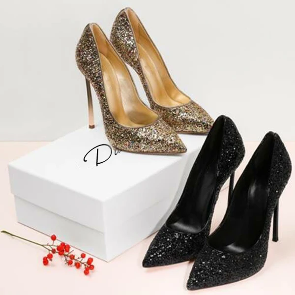 Glitter Witte Pailletten Bruidsschoenen 2019 12 cm Naaldhakken / Stiletto Spitse Neus Huwelijk Pumps