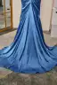Glamourös Meerjungfrau Meeresblau Gespaltete Front Ballkleider 2024 Rüschen Satin Spaghettiträger Ärmellos Reißverschluss Festliche Kleider Sweep / Pinsel Zug