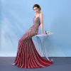 Schöne 2017 Abendkleider Rot V-Ausschnitt Mermaid Abend Heimkehr Festliche Kleider
