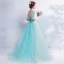 Chic / Beautiful Sky Blue Prom Dresses 2017 A-Line / Princess V-Neck Tulle Appliques Backless Beading Prom Formal Dresses