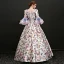 Vintage / Retro Multi-Colors Floor-Length / Long Ball Gown Prom Dresses 2018 Lace-up U-Neck Backless Printing Charmeuse Prom Formal Dresses