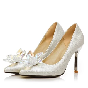 Chic Beautiful Charming Silver Wedding Dating Beading Crystal Wedding Shoes 2018