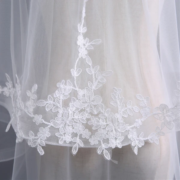 Classic Elegant White Wedding Veils 2020 Short Tulle Lace Appliques Wedding Accessories