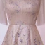 Bling Bling Sparkly Champagne Plus Size Evening Dresses  2020 A-Line / Princess U-Neck Floor-Length / Long Beading Sequins Short Sleeve Evening Party Formal Dresses
