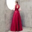 Modern / Fashion Burgundy Evening Dresses  2018 A-Line / Princess High Neck Charmeuse Backless Beading Rhinestone Evening Party Formal Dresses