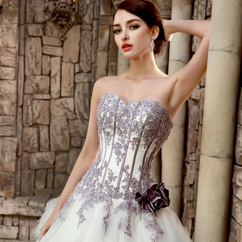 fitted lace wedding dress LAVANDA Illusion Bodice White Lace Chiffon Bridal Gown – Alesia C