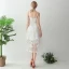 Chic / Beautiful White Tea-length Evening Dresses  2018 A-Line / Princess Lace Up Appliques Backless Evening Party Formal Dresses