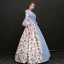 Vintage / Retro Multi-Colors Floor-Length / Long Ball Gown Prom Dresses 2018 Lace-up U-Neck Backless Printing Charmeuse Prom Formal Dresses