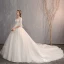Luxury / Gorgeous White Ball Gown Wedding Dresses 2019 Tulle Lace V-Neck Appliques Backless Beading Pearl Sequins Cathedral Train Church Wedding