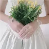 Proste / Simple Białe Rękawiczki Ślubne 2020 Frezowanie Perła Tiulowe Bal Ślub Akcesoria