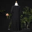 Classic Elegant Black Plus Size Evening Dresses  2021 A-Line / Princess V-Neck 1/2 Sleeves Satin Buckle Pearl Solid Color Evening Party Short Formal Dresses