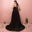 Modest / Simple Black Plus Size Prom Dresses 2018 A-Line / Princess Short Sleeve Crossed Straps Tulle U-Neck Printing Evening Party Evening Dresses
