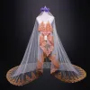 Vintage / Retro Ivory Tulle Royal Train Wedding 2018 Lace Appliques Wedding Veils
