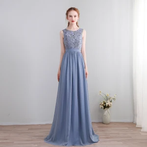 Chic Belle Train De Balayage Gris Robe De Soirée 2018 Princesse Chiffon U Cou Lacer Dos Nu Percé Robe De Ceremonie