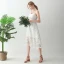 Chic / Beautiful White Tea-length Evening Dresses  2018 A-Line / Princess Lace Up Appliques Backless Evening Party Formal Dresses
