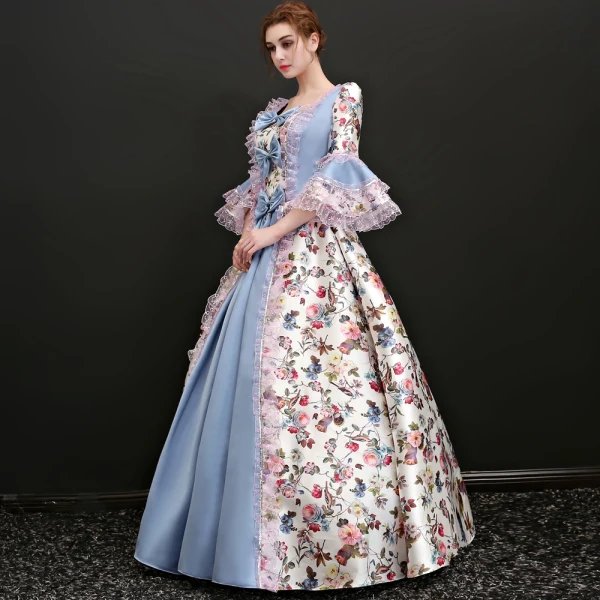 Vintage / Retro Multi-Colors Floor-Length / Long Ball Gown Prom Dresses 2018 Lace-up U-Neck Backless Printing Charmeuse Prom Formal Dresses