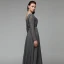 Modern / Fashion Sexy Grey Evening Dresses  2020 A-Line / Princess Deep V-Neck Floor-Length / Long Long Sleeve Backless Handmade  Beading Crystal Sequins Cocktail Party Evening Party Formal Dresses