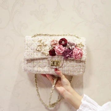 Mote Aprikos Håndvesken Beading Blomst Perle Cloth Konkurranse Aften Tilbehør 2019