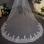 Affordable White 3D Lace Wedding Veils Chiffon Embroidered Chapel Train Lace Wedding Accessories 2019