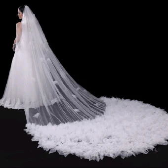 Schöne Weiß Hochzeit 2017 Tülle Stickerei Brautschleier