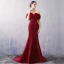 Chic / Beautiful Burgundy Evening Dresses  2017 Trumpet / Mermaid Lace Heart-shaped Backless Charmeuse Strapless Evening Party Formal Dresses