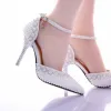 Chic / Beautiful White Womens Shoes 2017 Beading Pearl Wedding Wedding Shoes