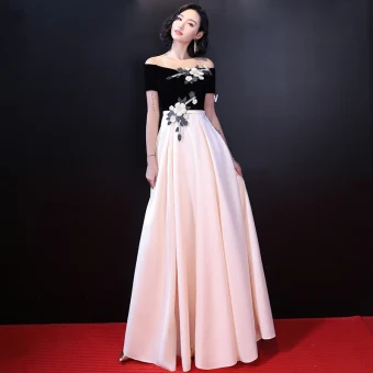 Chic Beautiful Black Evening Dresses 2017 A Line Princess Strapless Charmeuse Appliques Beading Evening Party Formal Dresses
