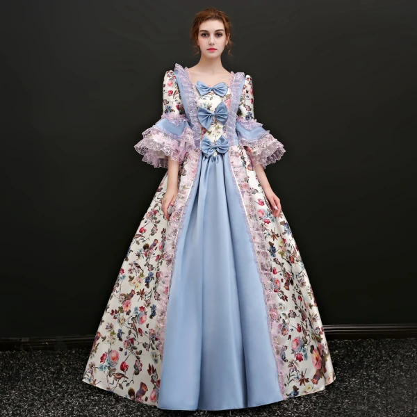 Vintage / Retro Multi-Colors Floor-Length / Long Ball Gown Prom Dresses 2018 Lace-up U-Neck Backless Printing Charmeuse Prom Formal Dresses