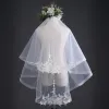 Classic Elegant White Wedding Veils 2020 Short Tulle Lace Appliques Wedding Accessories