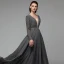 Modern / Fashion Sexy Grey Evening Dresses  2020 A-Line / Princess Deep V-Neck Floor-Length / Long Long Sleeve Backless Handmade  Beading Crystal Sequins Cocktail Party Evening Party Formal Dresses