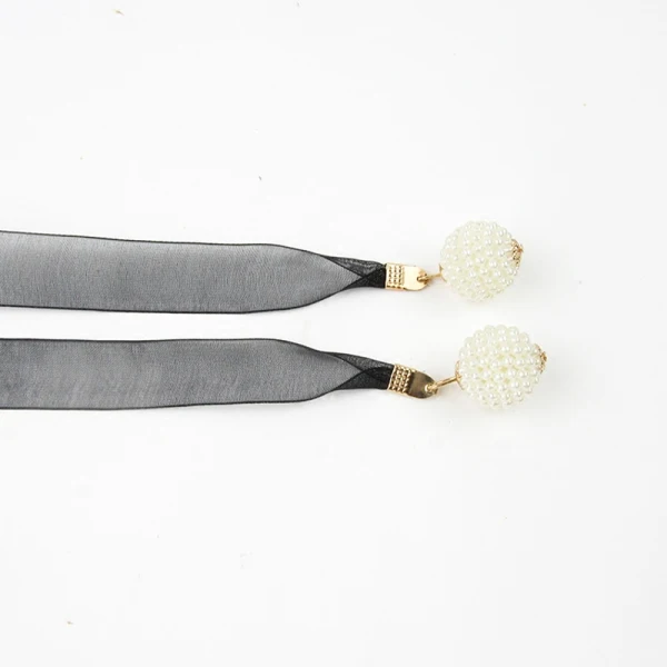 Chic / Beautiful White Wedding Sash 2020 Metal Beading Pearl Tulle Evening Party Prom Accessories