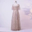 Bling Bling Sparkly Champagne Plus Size Evening Dresses  2020 A-Line / Princess U-Neck Floor-Length / Long Beading Sequins Short Sleeve Evening Party Formal Dresses