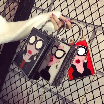 Modern Fashion Chic Beautiful 2017 Black Red White Leaf Pu Beach Outdoor Garden Clutch Bags