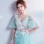 Chic / Beautiful Sky Blue Prom Dresses 2017 A-Line / Princess V-Neck Tulle Appliques Backless Beading Prom Formal Dresses