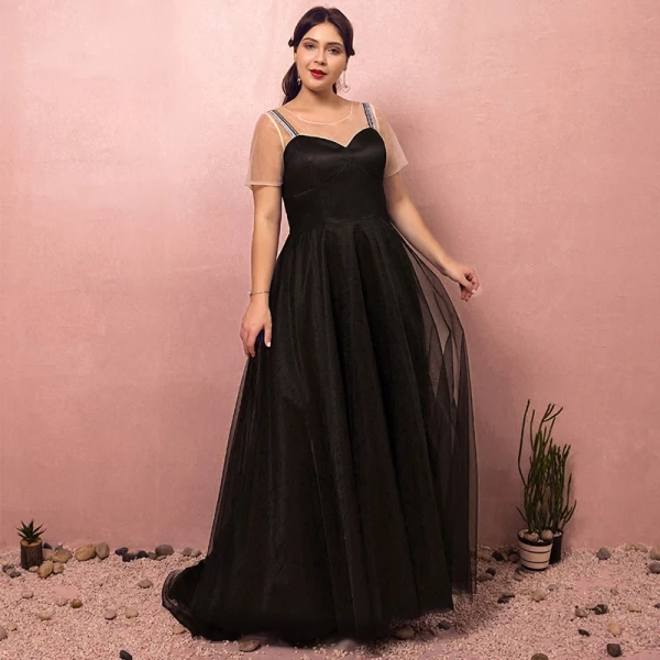 black plus prom dresses Gothic Black Pretty Sequin Dress with Asymmetrical Neckline main image 0