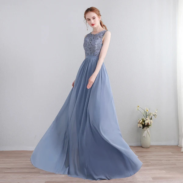 Chic / Beautiful Sweep Train Grey Evening Dresses 2018 A-Line / Princess Chiffon U-Neck Lace-up Backless Pierced Formal Dresses