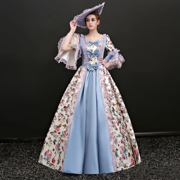Vintage / Retro Multi-Colors Floor-Length / Long Ball Gown Prom Dresses 2018 Lace-up U-Neck Backless Printing Charmeuse Prom Formal Dresses