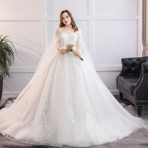 Fabelaktig Hvit Ballkjole Pluss Størrelse Brudekjoler 2019 Blonder Tyll Appliques Ryggløse Strapless Chapel Train Bryllup