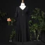Classic Elegant Black Plus Size Evening Dresses  2021 A-Line / Princess V-Neck 1/2 Sleeves Satin Buckle Pearl Solid Color Evening Party Short Formal Dresses