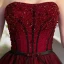Modern / Fashion Burgundy Evening Dresses  2017 A-Line / Princess Tulle Backless Beading Handmade  Evening Party Prom Formal Dresses