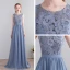 Chic / Beautiful Sweep Train Grey Evening Dresses  2018 A-Line / Princess Chiffon U-Neck Lace-up Backless Pierced Formal Dresses