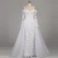 Blomma Fe Elfenben Domstol Tåg Bröllop 2018 Trumpet / Sjöjungfru Långärmad Tyll Appliqués Halterneck Beading Pierced Axelbandslös Bröllopsklänningar