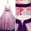 Flower Fairy Purple Ball Gown Prom Dresses 2017 V-Neck Tulle Appliques Backless Beading Prom Formal Dresses