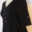 Classic Elegant Black Plus Size Evening Dresses  2021 A-Line / Princess V-Neck 1/2 Sleeves Satin Buckle Pearl Solid Color Evening Party Short Formal Dresses